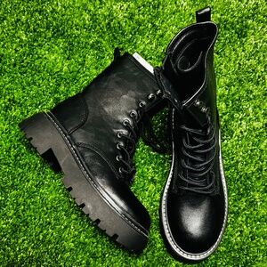 Women's Logan Wide Width Lug Combat Boots, Memory Foam Insole, Wild Fable, 7.5